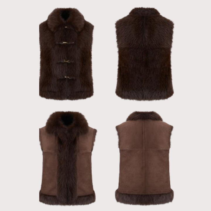 Urbancode London – Reversible Faux Fur Vest choc - brown