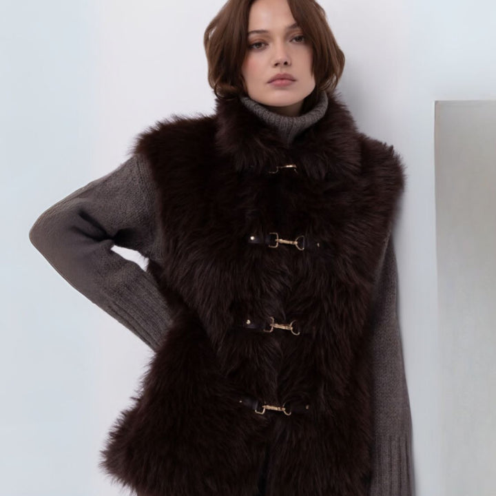 Urbancode London – Reversible Faux Fur Vest choc - brown