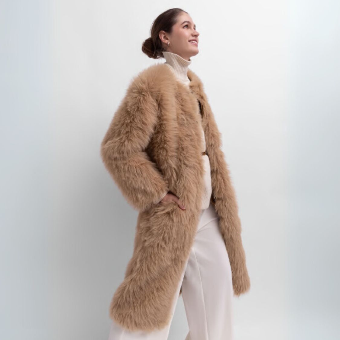 Urbancode London – Reversible Faux Fur Coat caramel | NoAna