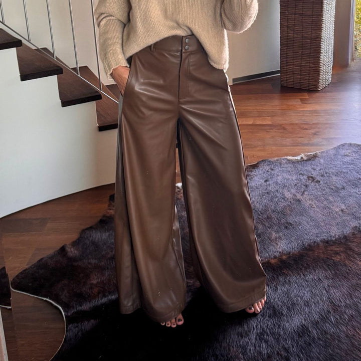 Urbancode London - Vegan Leather Pants Toffee (braun)