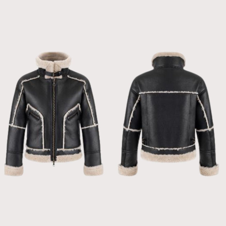 Vegancode London – Vegan Leather Bomber Jacket Schwarz-Offwhite