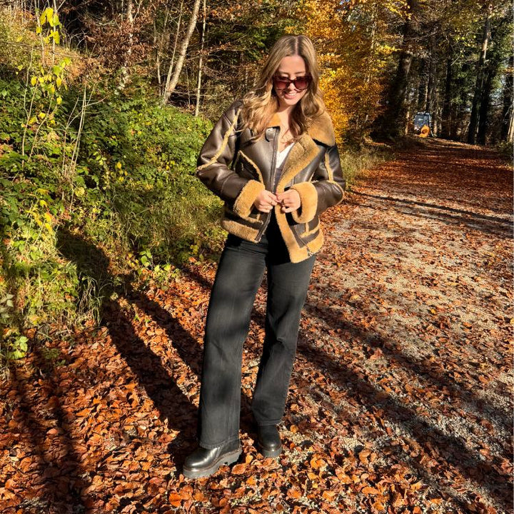 Vegancode London – Vegan Leather Bomber Jacket Braun-Caramel