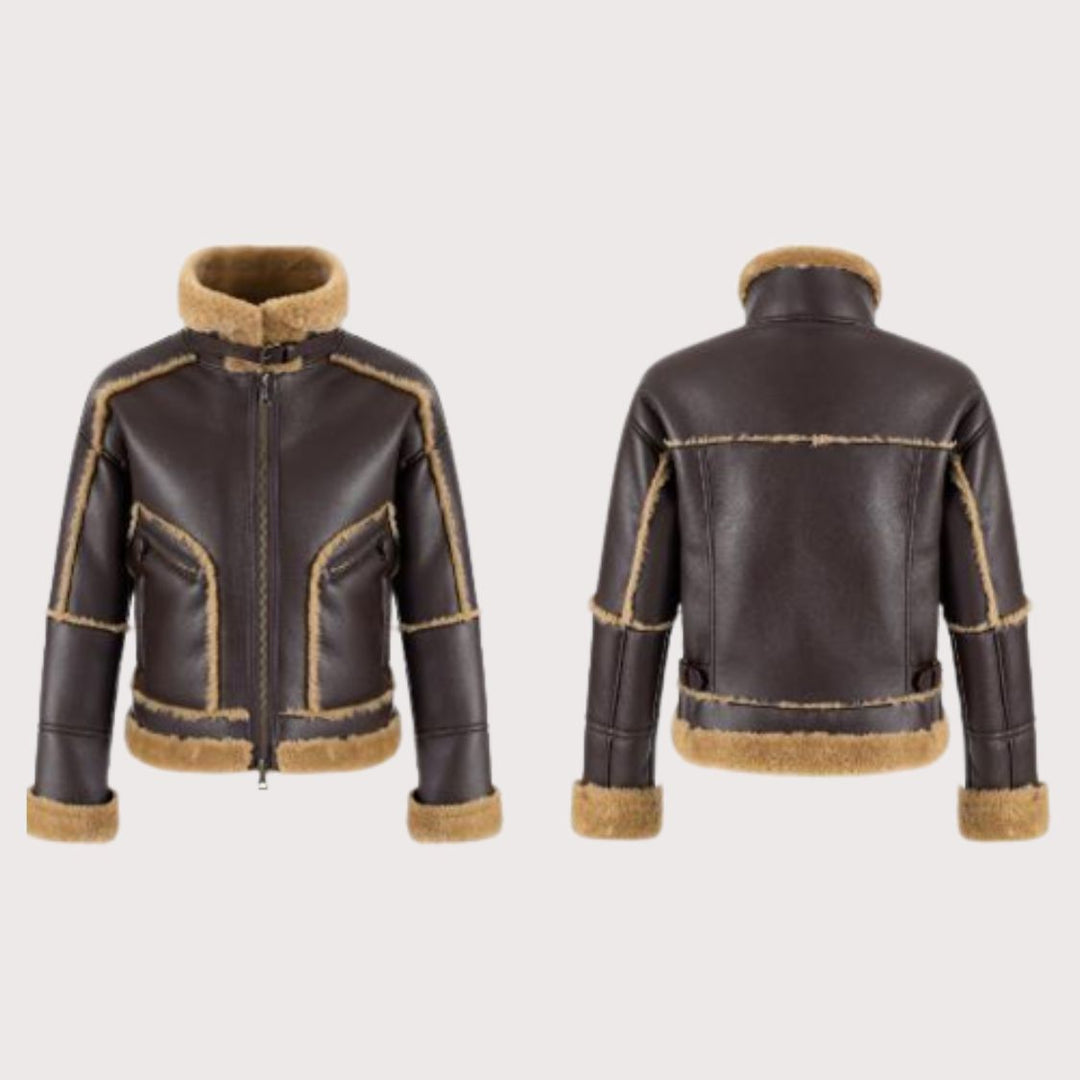 Vegancode London – Vegan Leather Bomber Jacket Braun-Caramel