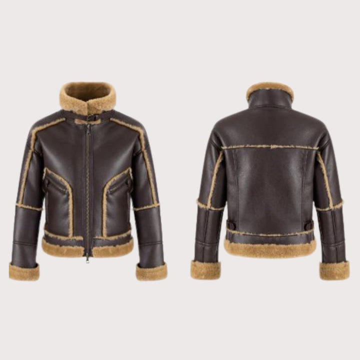 Vegancode London – Vegan Leather Bomber Jacket Braun-Caramel