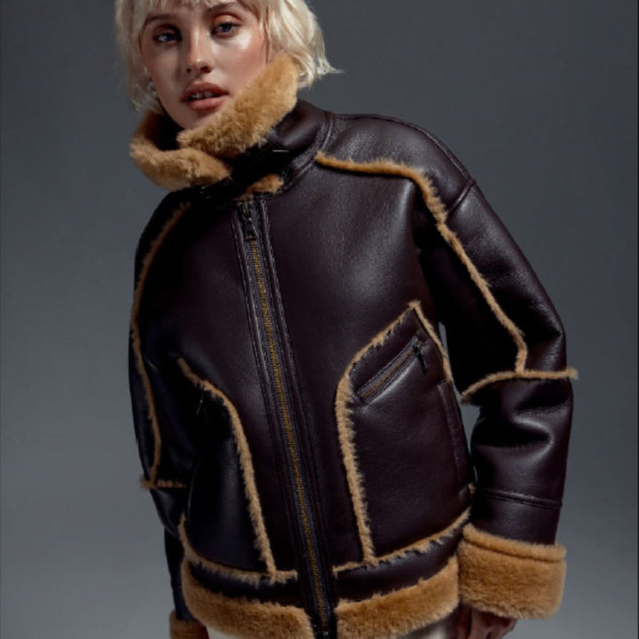 Vegancode London – Vegan Leather Bomber Jacket Braun-Caramel