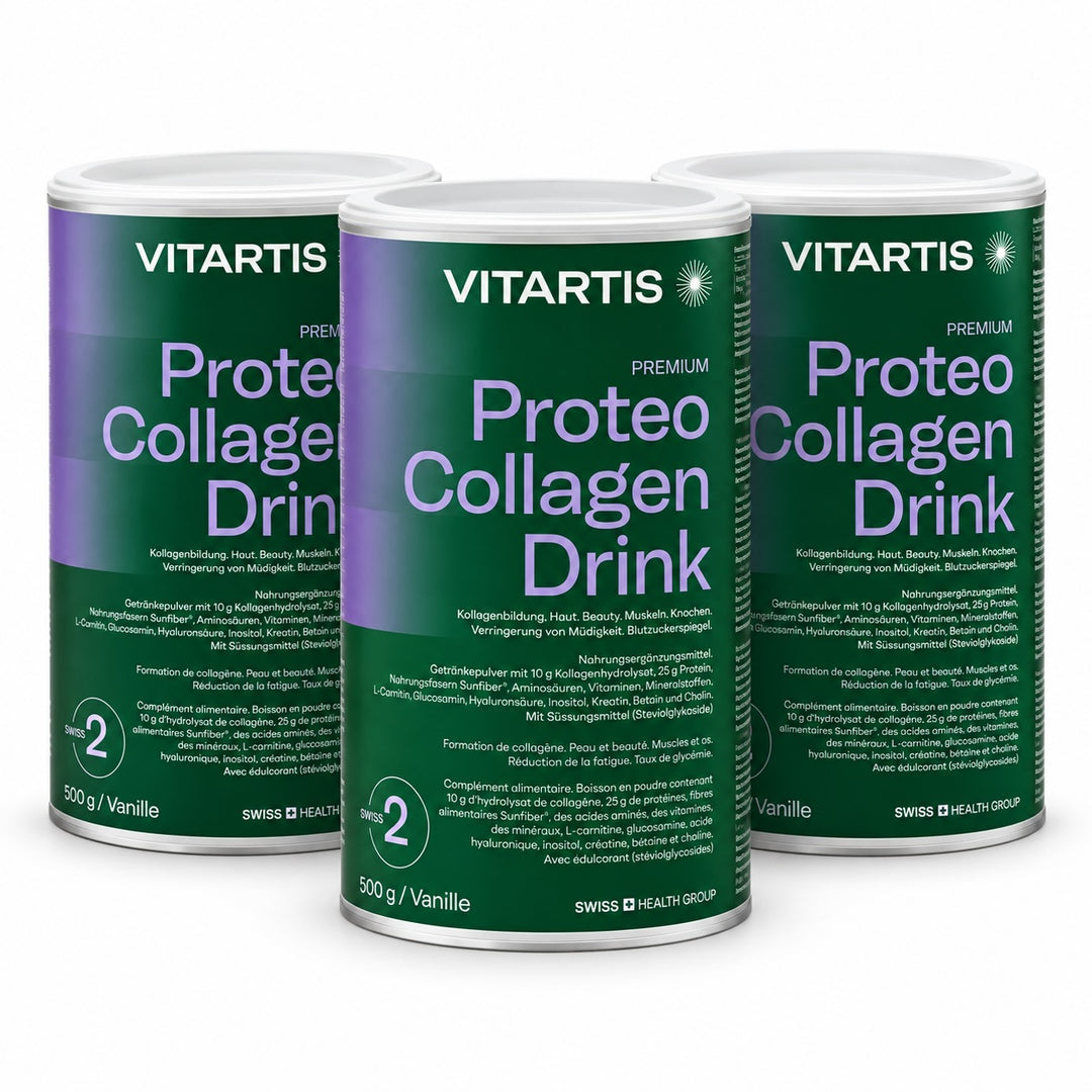 3x VITARTIS Premium Proteo Collagen Drink 500 g Vanille im Vorteilspaket